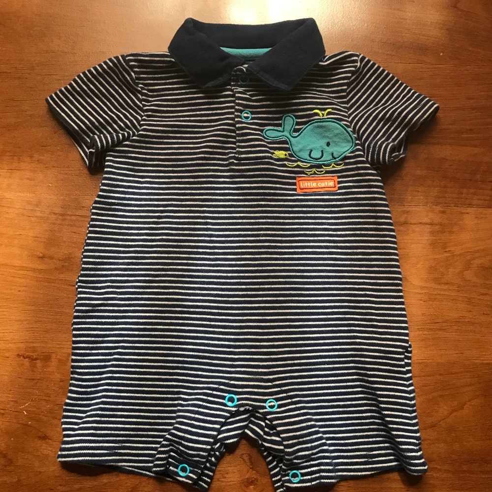 Whale Striped Romper 6-9 months